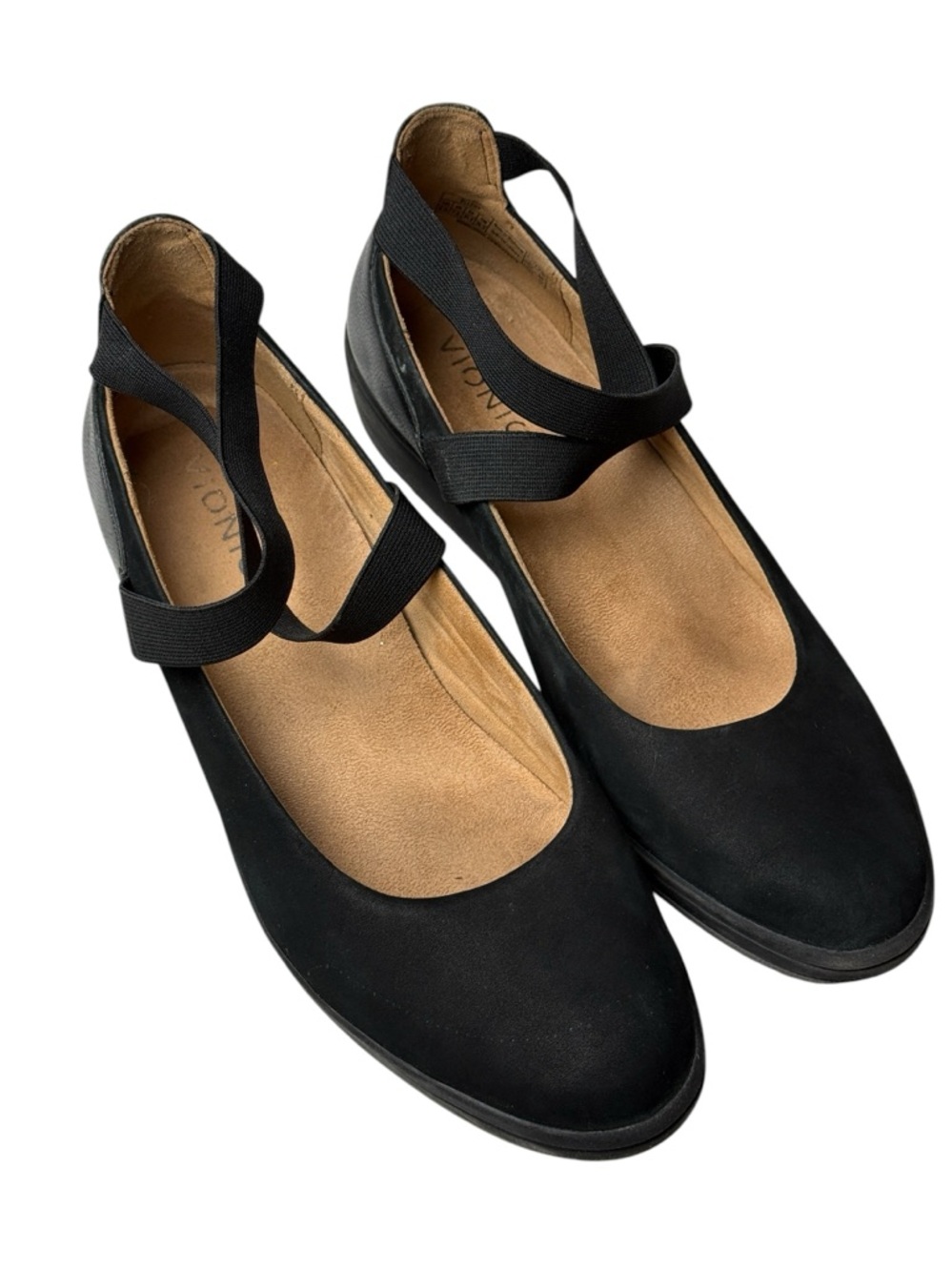 Vionic Ellery Women's Black Suede SlipOn Ballet Wedge Comfort Shoes MaryJane 9.5